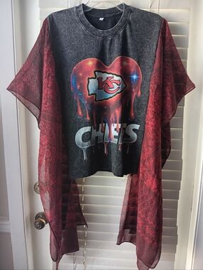 Upcycled Kansas City Chiefs Graphic Tshirt / Poncho